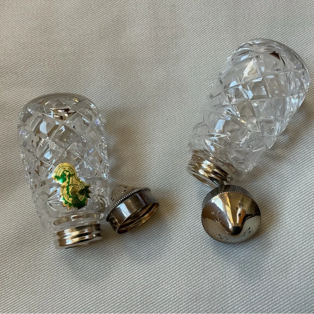 Waterford Crystal Salt and Pepper Shakers with Silver Tops - Picture 5 of 9